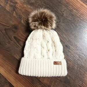 Barbour Cream Knit Pom-Pom Hat